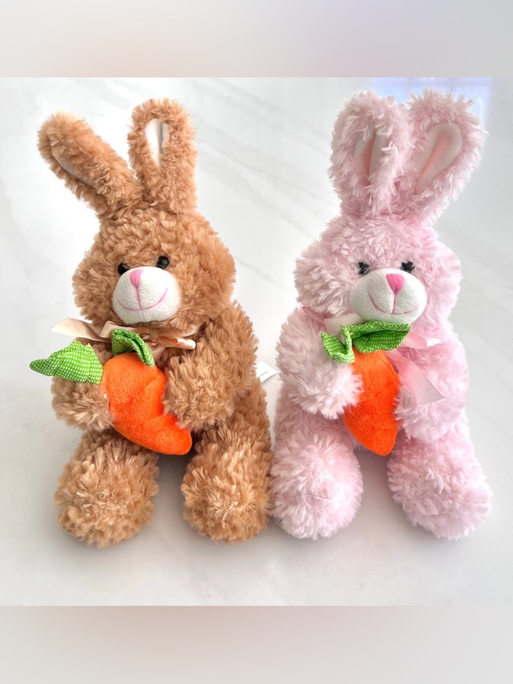 Animal Adventure bunny with carrots plush 2012 sibling set 2 pink Tan Easter 12"